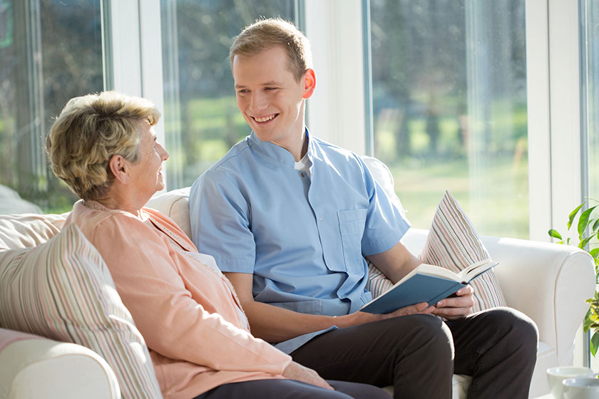 elderly woman and nurse