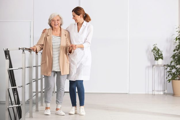 elderly woman female caregiver bedroom space text elderly woman female caregiver bedroom space text