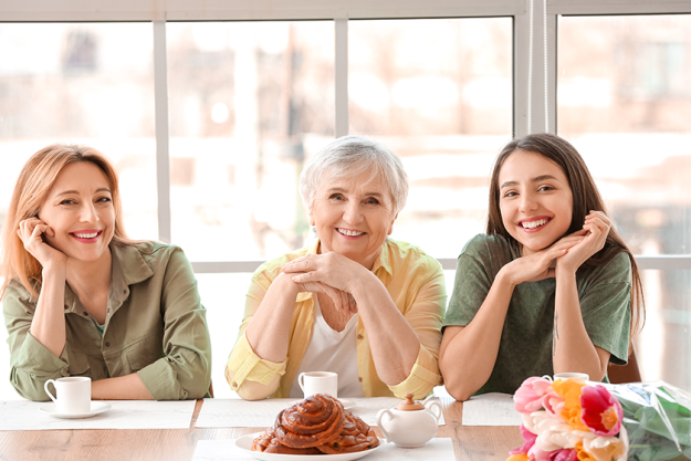 mature woman her adult daughter mother spending time together