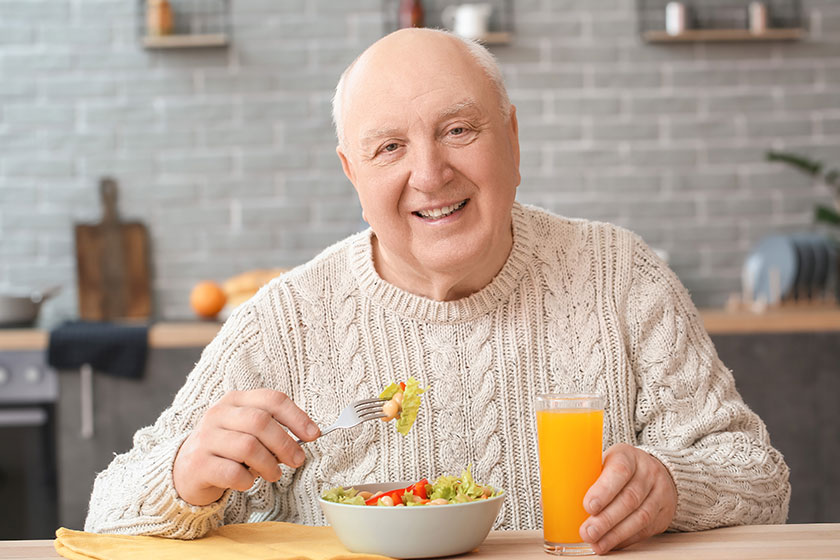 portrait elderly man having lunch home portrait elderly man having lunch home
