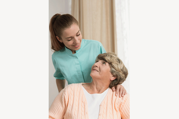 professional carer nursing senior lady