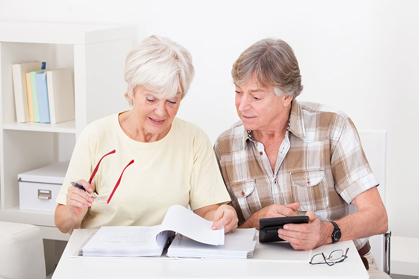 senior couple doing their finances