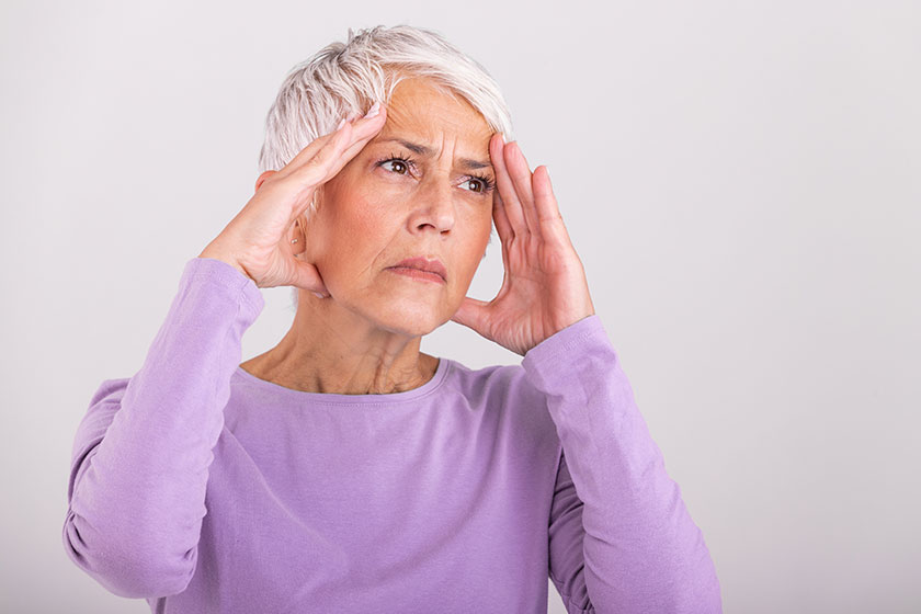 Attack monster migraine sinus pain unhappy retired senior woman holding Attack monster migraine sinus pain unhappy retired senior woman holding