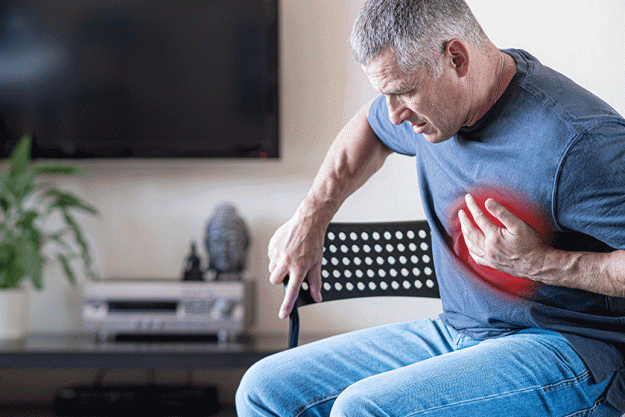 person experiences chest pain