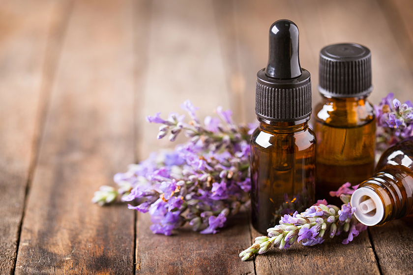 close view lavender essential oil