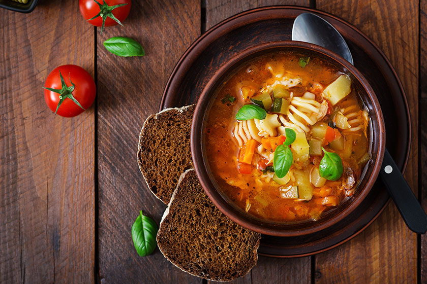 Italian vegetable soup with pasta