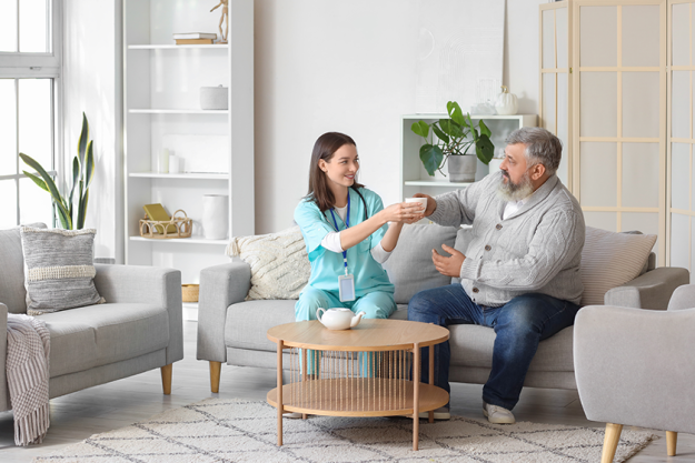 mature man taking cup