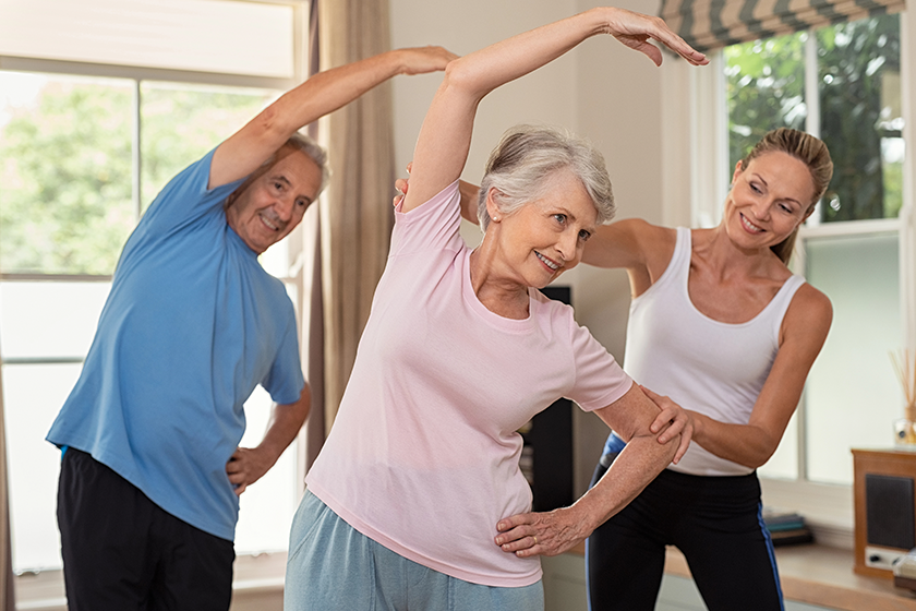 senior couple doing exercise senior couple doing exercise