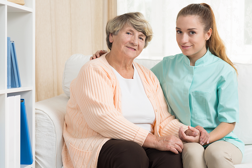 senior woman and carer