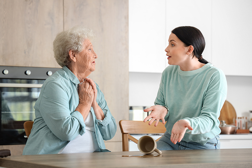 senior woman her daughter upset senior woman her daughter upset