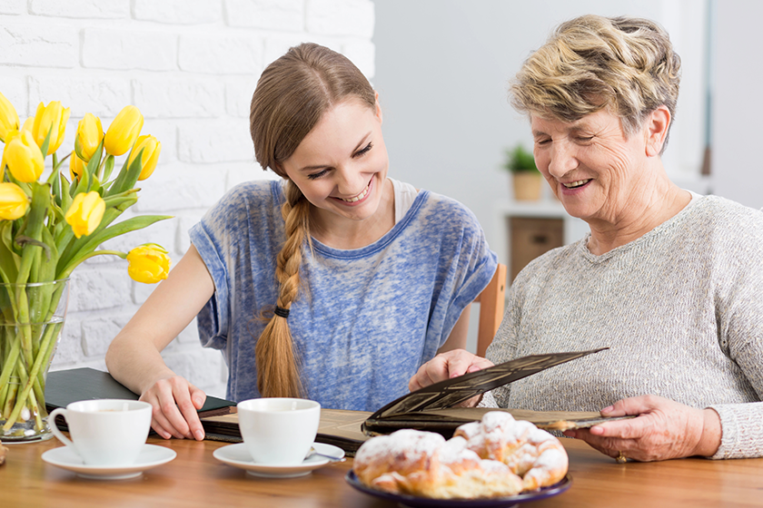 similarity between young woman and her grandmother