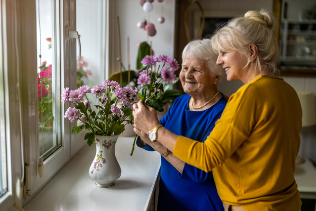 woman spending time her elderly mother