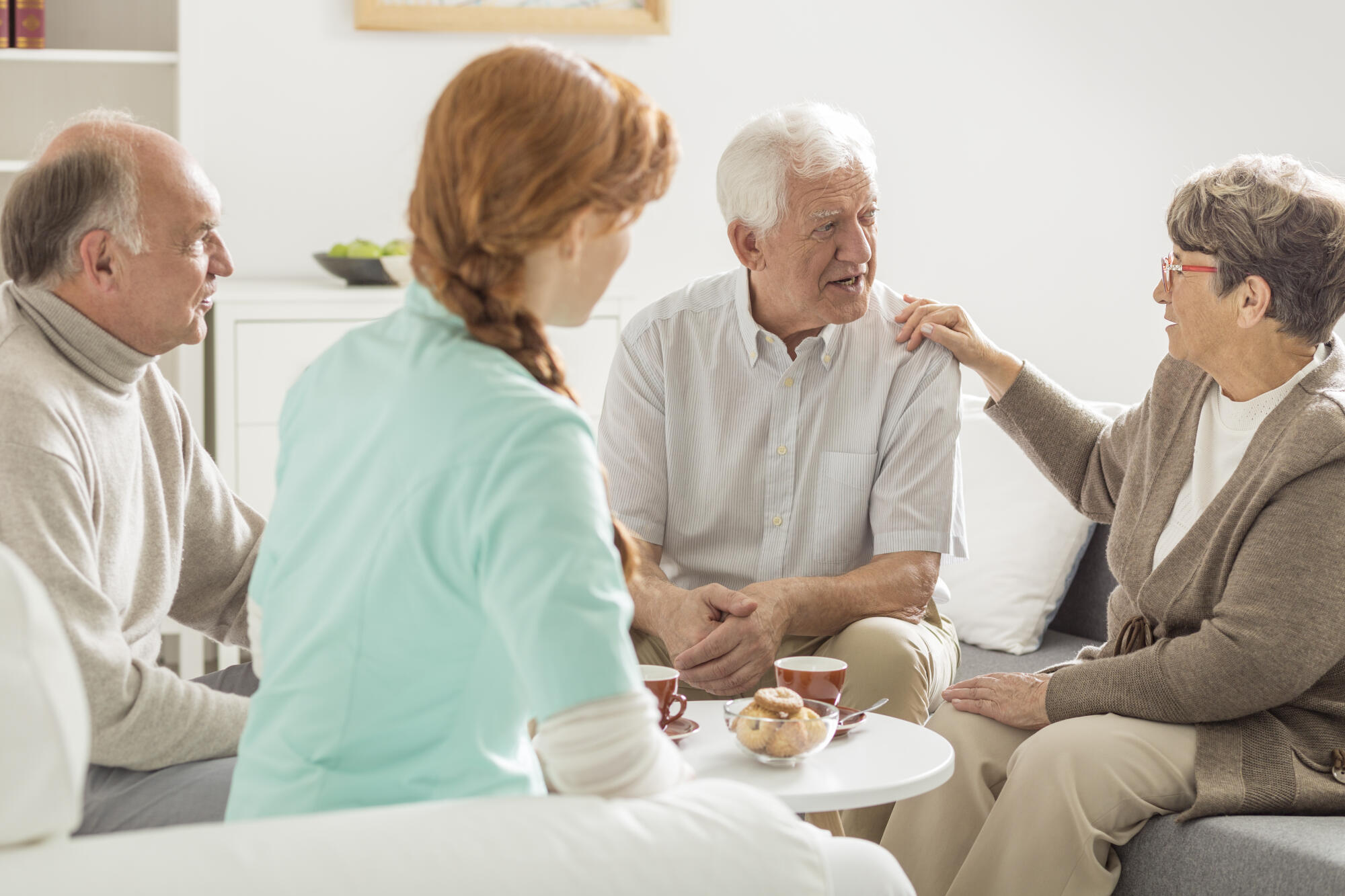 Elder,People,Talking,In,Front,Of,Their,Nurse Elder,People,Talking,In,Front,Of,Their,Nurse