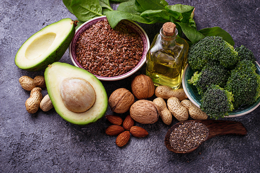 concept of healthy food vegan fat sources