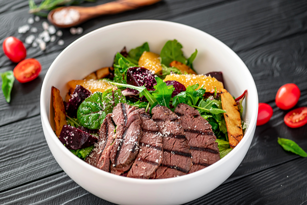salad roast beef caramelized beets