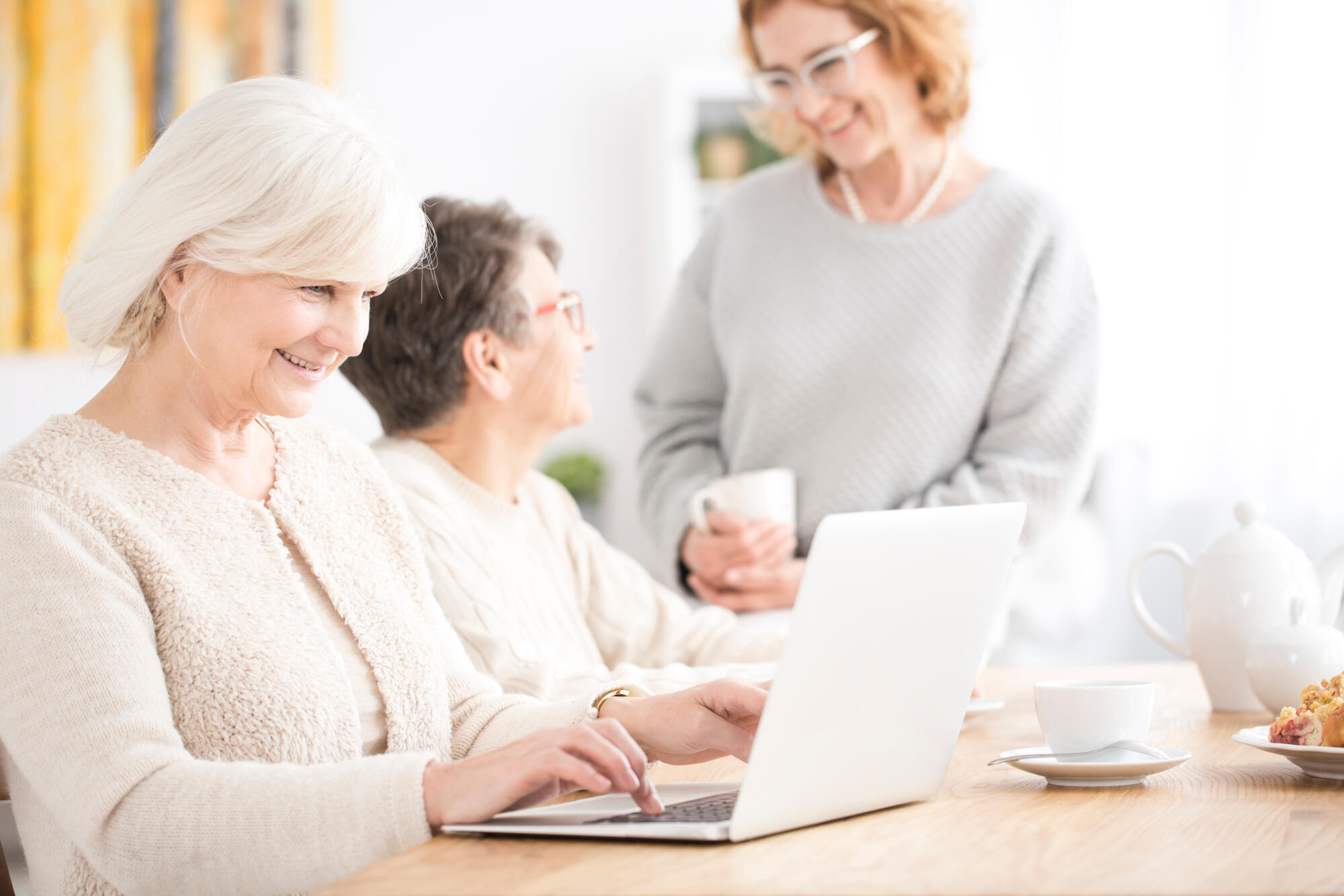An,Elderly,Woman,During,Computer,Basics,Course,In,A,Retirement