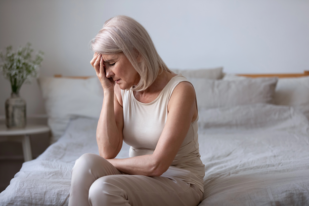 aged woman feels unwell