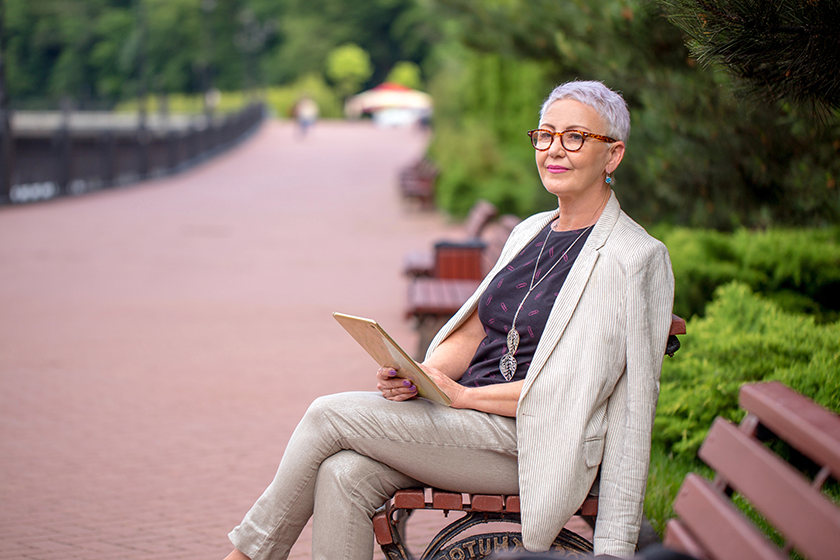 elderly woman likes peace