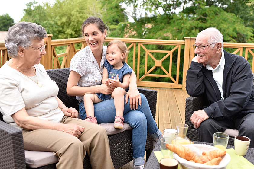 Granddaughter visiting grand parents