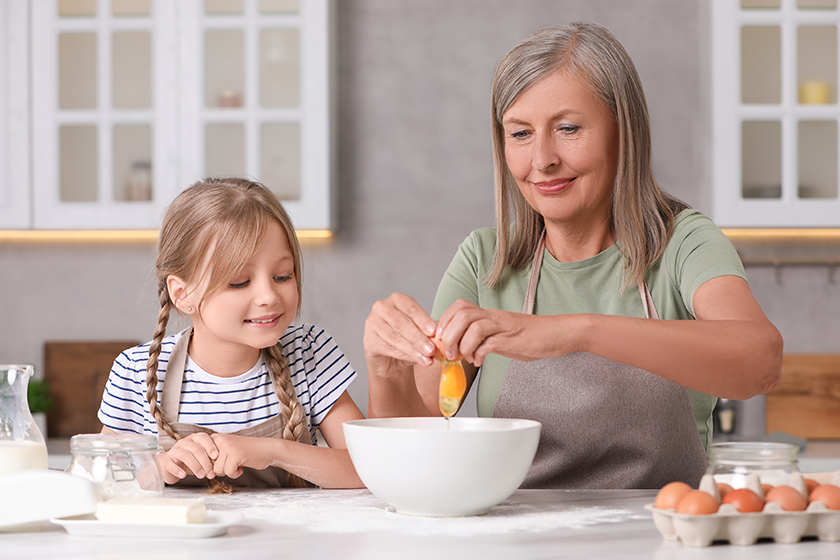 happy grandmother her granddaughter