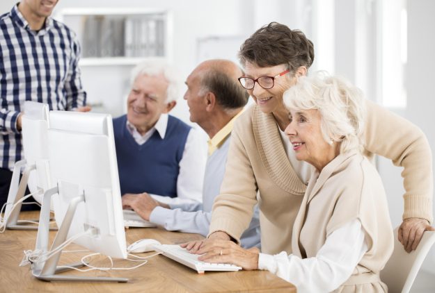 Two,Senior,Women,Making,Project,Together,During,It,Exercises Two,Senior,Women,Making,Project,Together,During,It,Exercises