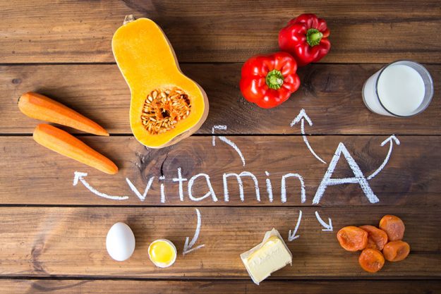 Food sources of natural vitamin a top view healthy diet concept Food sources of natural vitamin a top view healthy diet concept