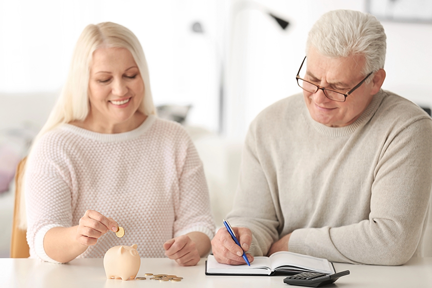 mature couple thinking pension plan