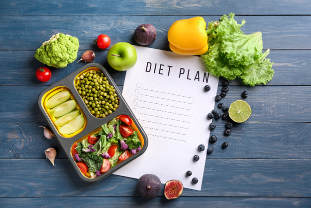 sheet of paper with diet plan and healthy products sheet of paper with diet plan and healthy products