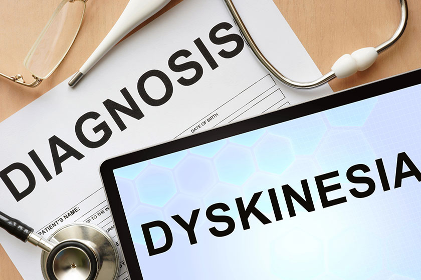 Tablet with diagnosis dyskinesia and stethoscope Tablet with diagnosis dyskinesia and stethoscope