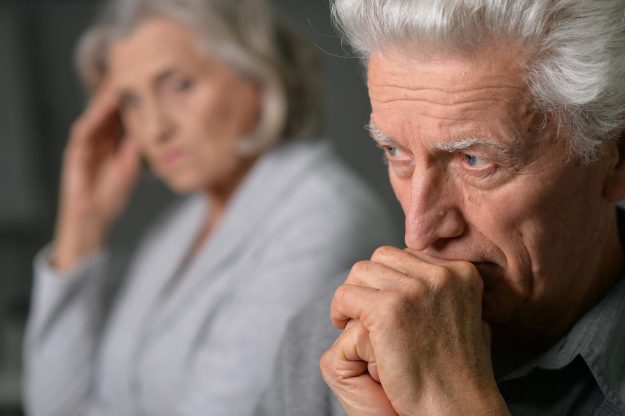 Portrait of sick elderly couple at home Portrait of sick elderly couple at home