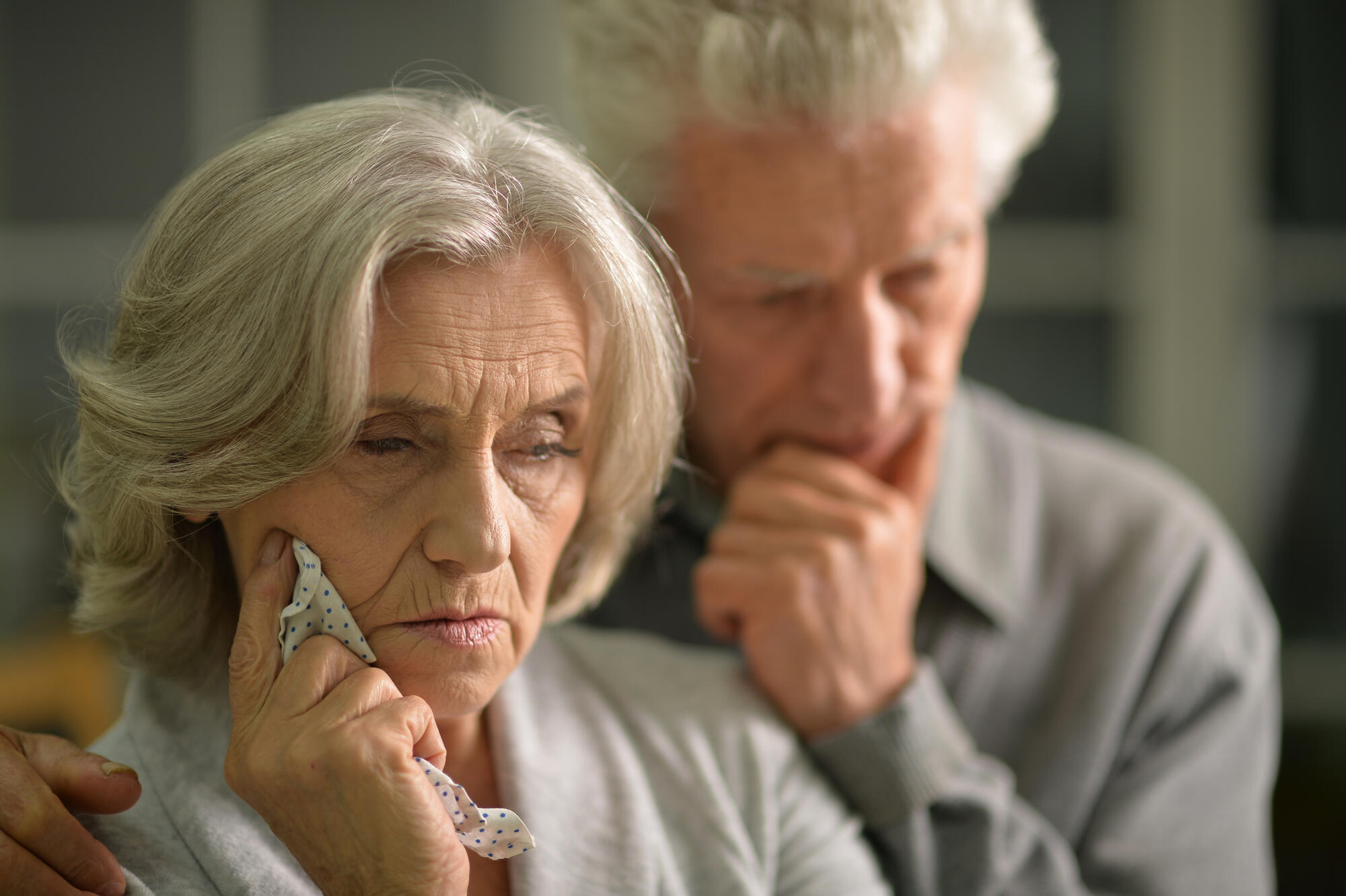 Portrait of sick elderly couple at home Portrait of sick elderly couple at home