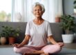 elderly woman in yoga position, AI Generative