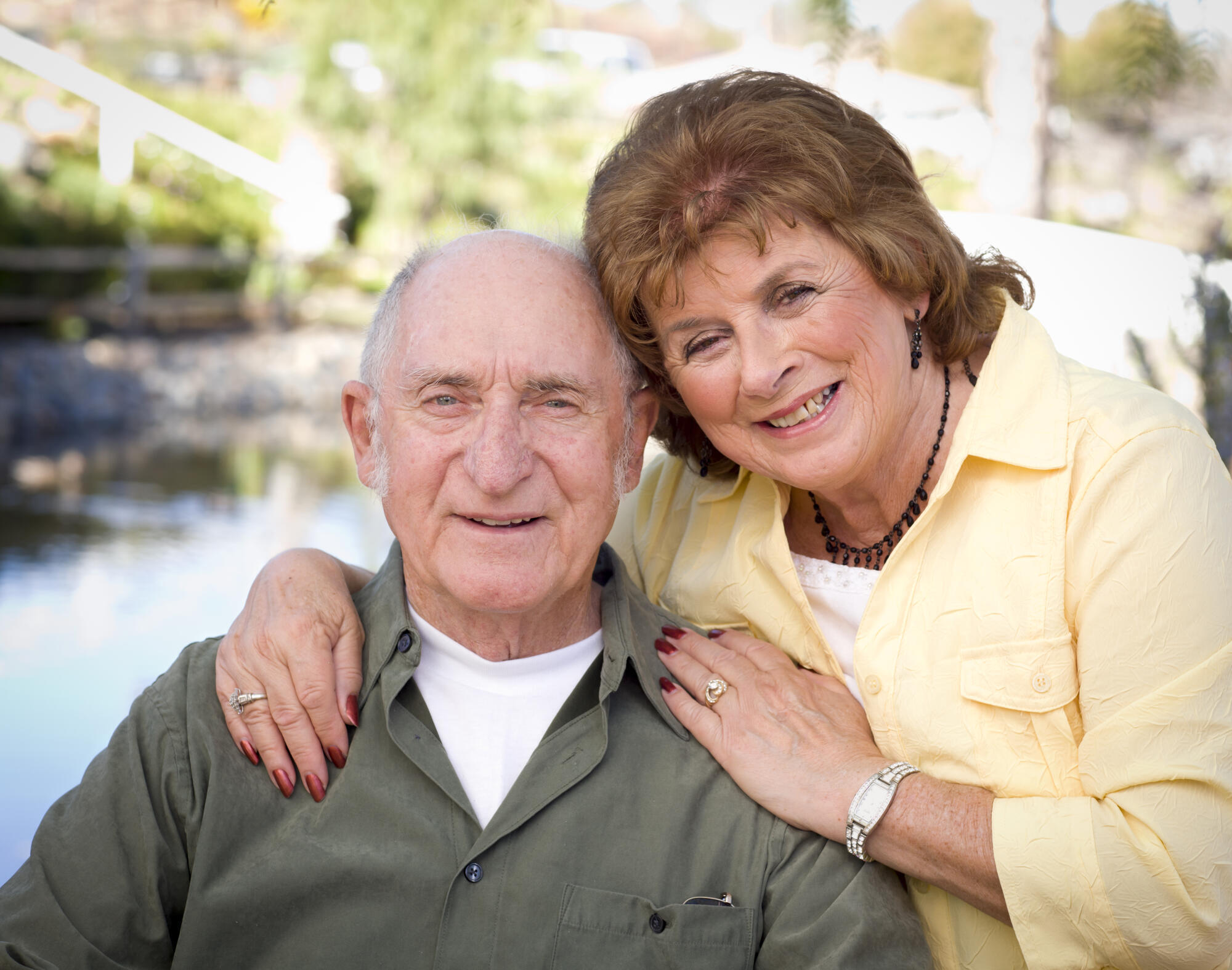Happy Senior Couple Enjoying Each Other in The Park. Happy Senior Couple Enjoying Each Other in The Park.