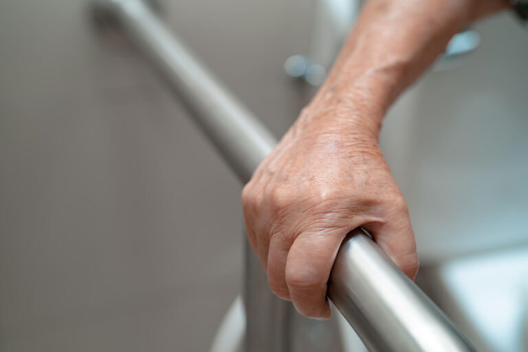 Asian elderly woman patient use toilet bathroom handle security Asian elderly woman patient use toilet bathroom handle security