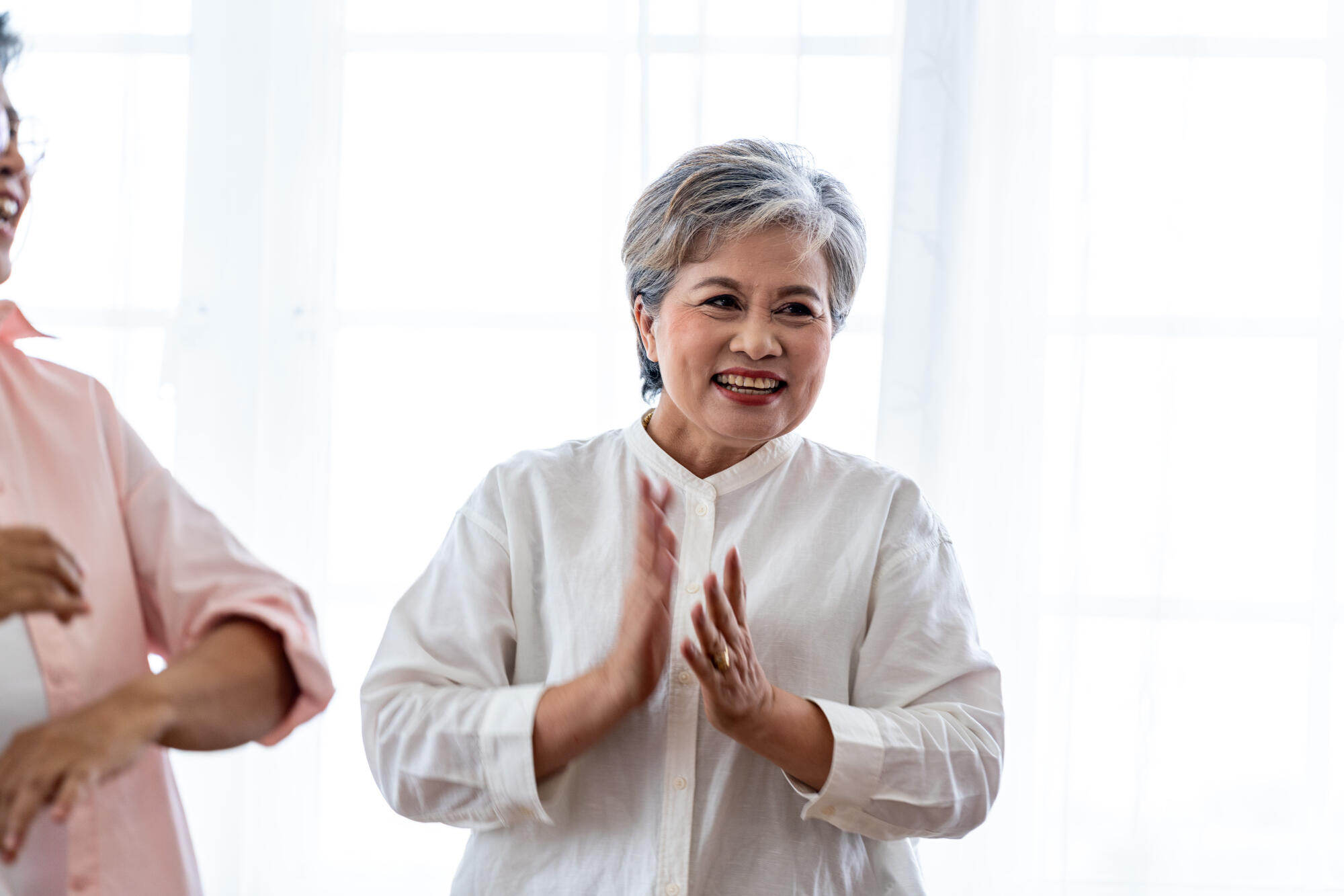 Asian Older male and females people dance with their partners on Asian Older male and females people dance with their partners on