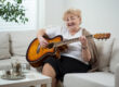 Elderly,Cheerful,Woman,Singing,The,Song