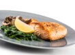 Salmon Roast Fillet. Portion of roast salmon fillet with spinach