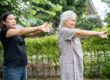 Asian senior or elderly old lady woman patient exercise with hap